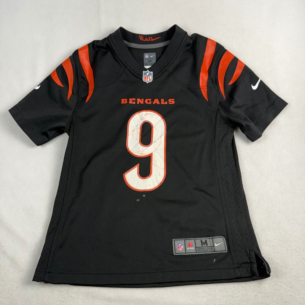 Nike‎ Cincinnati Bengals Joe Burrow 9 Jersey Black Youth M 10/12 NFL On Field